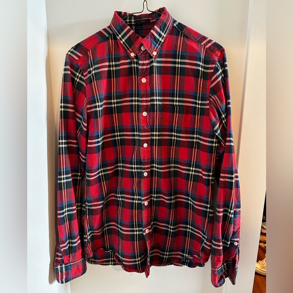 J. Crew Plaid Flannel Oxford Button-down Size Small